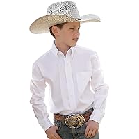 Cinch Boys' Big Classic Fit Long Sleeve Button One Open Pocket Solid
