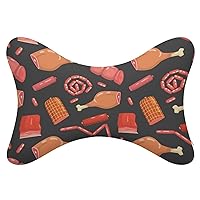 Different Meat Products Dog Bone Shaped Car Neck Pillow Cervical Pillows for Car Truck Driving Comfort Headrest Pillow Set of 2