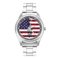 Statue of Liberty USA Flag Fashion Classic Wrist Watches for Men Casual Business Dress Watch Gifts