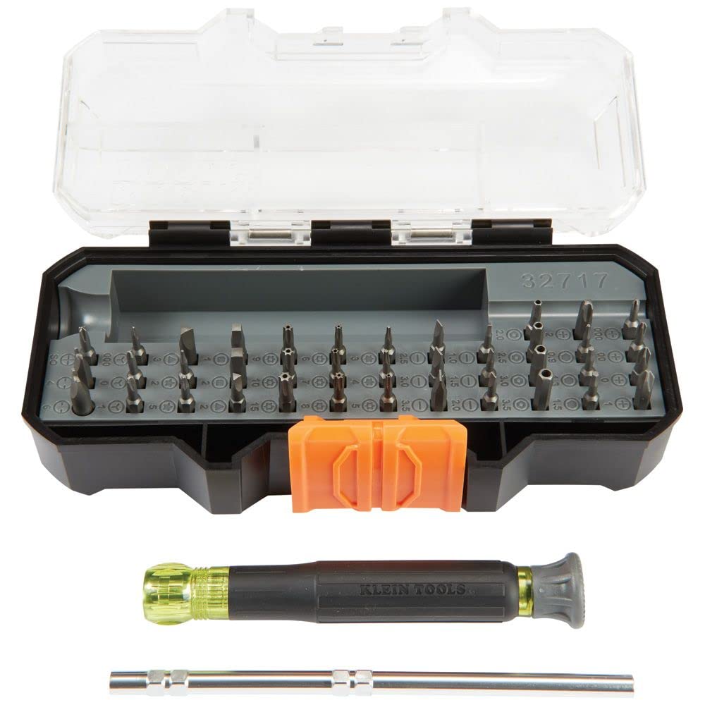 Klein Tools 32717 Precision Screwdriver Set with Case, All-in-One Multi-Function Repair Tool Kit Includes 39 Bits for Apple Products