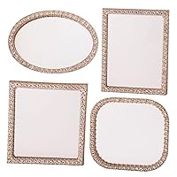 ERINGOGO 4pcs Dollhouse Mirror Miniature Framed Glass Mirror Mini Decorative Mirror Miniature Makeup Mirrors Tiny Miniture House Furniture Wall Mirror Statuette Alloy Child Household