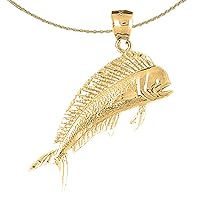 Jewels Obsession Silver Mahi Mahi Necklace | 14K Yellow Gold-plated 925 Silver Mahi-mahi Pendant with 18