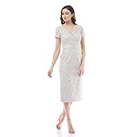 Illusion Lace V-Neck Sheath Dress Silver/Nude / 2