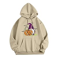 Womens Halloween Sweatshirts Pumpkin Dwarf Printed Hoodies Cute Fall Crew Neck Long Sleeve Pullover Sweatshirt Tops