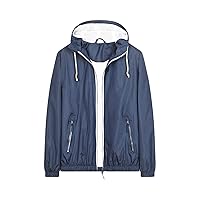 Mens Thin Jackets Outdoor Track Windbreaker Lightweight Full Zip Jacket Hooded Coats with Zipper Pocket Sprinter Coat