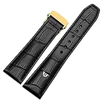 for Maurice Lacroix Eliros watchband First Layer Calfskin 20mm 22mm with Folding Buckle Black Brown Cow Genuine Leather Strap (Color : 10mm Gold Clasp, Size : 20mm)