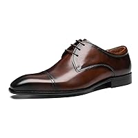 Comfort Genuine Leather Plain Toe Lace-up for Men Oxford Classic Dress Formal Shoes Business