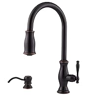 Pfister GT529-TMY Hanover 1-Handle Pull-Down Kitchen Faucet with Soap Dispenser, Tuscan Bronze