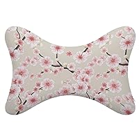 Pink Sakura Blossom Car Neck Pillow for Driving Memory Foam Headrest Pillow Cushion Set of 2 for Home Office Chair