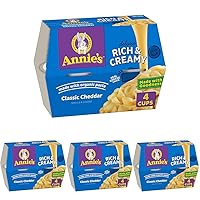 Annie's Classic Cheddar Deluxe Rich and Creamy Microwave Mac & Cheese with Organic Pasta, 4 Ct, 2.6 OZ Cups (Pack of 4)