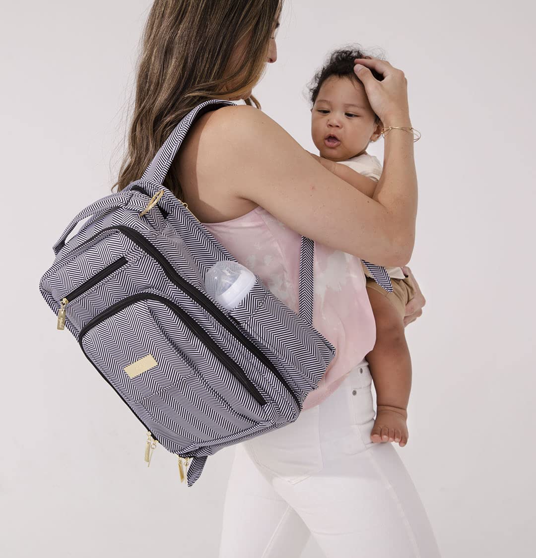 JuJuBe Be Right Back Unisex Travel Backpack, Diaper Bag with Memory Foam Changing Pad, Be Fashionably Organized Anywhere