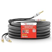 Nakamichi Excel Series 24k Gold Plated Banana Plug with (15 Feet) 12AWG Speaker Cable Wire 99.9% Oxygen-Free Copper (OFC) Heavy Duty Braided for Amplifier Hi-Fi Home Theatre - Black (15ft/4.5m)