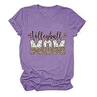 Women's Retro Volleyball Mom T Shirt Cute Graphic Tees Sport Mom Life Funny Shirt Loose Casual Tops