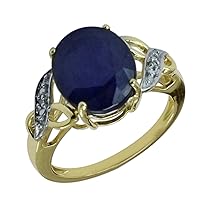 Carillon Blue Sapphire Gf Oval Shape Natural Non-Treated Gemstone 10K Yellow Gold Ring Engagement Jewelry for Women & Men