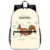 Anatomy of A Squirrel Large Backpack 17Inch Lightweight Laptop Bag with Pockets Travel Business Daypack