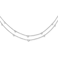 14k White Gold Diamond Multi Station Double Strand Necklace