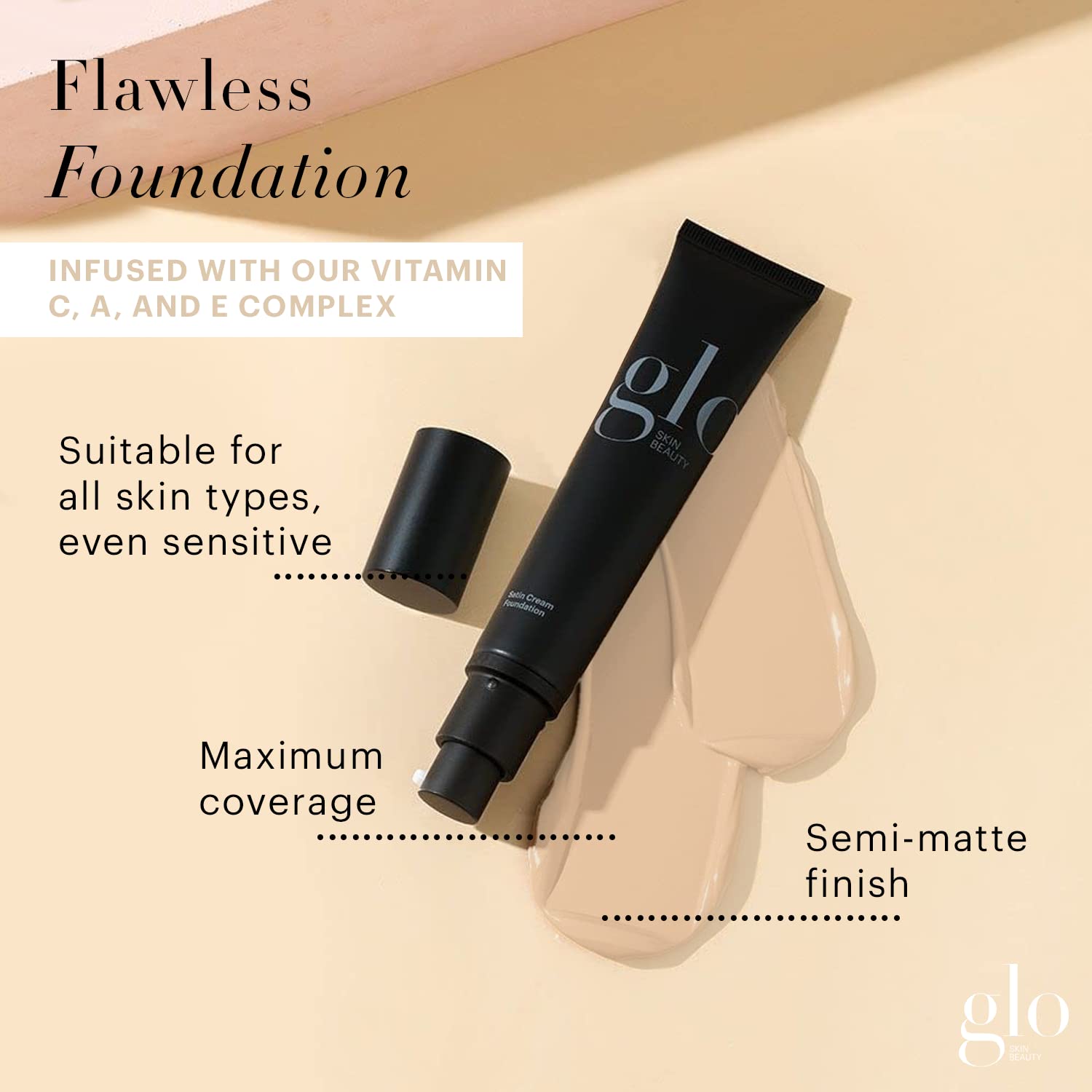 Glo Skin Beauty Satin Cream Foundation Makeup for Face, Natural Fair - Full Coverage, Semi Matte Finish, Conceal Blemishes & Even Skin Tone