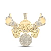 The Diamond Deal 10kt Yellow Gold Mens Round Diamond Hold Up Charm Pendant 3-1/4 Cttw