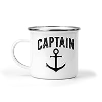 Captain Mug Sailing Enamel Mugs Indoor Outdoor Boating Cup Captains Gifts Tea Coffee Boat Accessories Birthday Christmas Present for Men Ladies