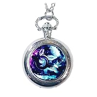 Anime Monsters Glass Dome Pocket Watch Eevee Evolutios Cartton Watch Necklace