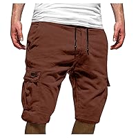 Mens Shorts Below Knee Summer Casual Bermuda Short Cargo Shorts with Pocket Relaxed Fit Half Pants Crop Sweatpants