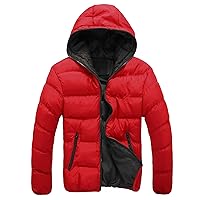Mens Lightweight Packable Puffer Jacket Water-Resistant Windproof Winter Hooded Jackets Zip Up Warm Thicken Coat