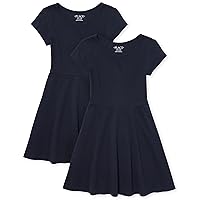 The Children's Place girls Short Sleeve Basic Skater Dress 2 Pack