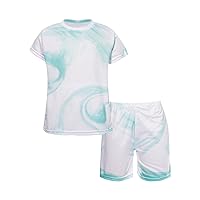 Boy Sports 2 Piece Outfit Kids Short Sleeve Tee and Shorts Set Tie Dye T-Shirt and Gym Shorts Running Activewear