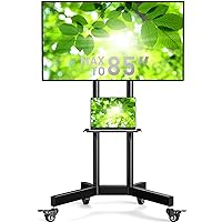 Perlegear Rolling TV Stand for 32-85 Inch Screens up to 132 lbs, Height Adjustable Mobile TV Stand for LCD OLED 4K Flat/Curved Panels, TV Cart Outdoor TV Stand with Lockable Wheels Max VESA 600x400