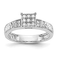 14k White Gold Square Cluster 1/6 Carat Diamond Trio Engagement Ring Size 7.00 Jewelry for Women