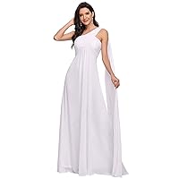 Ever-Pretty Women's Chiffon Bridesmaid Dress One-Shoulder Ruched Bust Long Flowy Formal Dresses 09816
