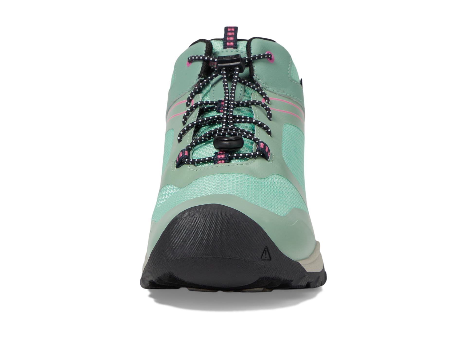 KEEN Wanduro Mid Height Waterproof Easy On Durable Sneaker Hiking Boots, Granite Green/Ibis Rose, 2 US Unisex Big Kid