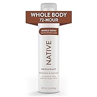 Native Whole Body Deodorant Spray Contains Naturally Derived Ingredients, Deodorant for Women & Men | 72 Hour Odor Protection, Aluminum Free with Coconut Oil and Shea Butter | Coconut & Vanilla