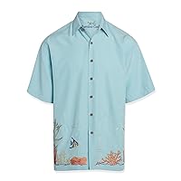 Bamboo Cay Men's Coral Harmony Embroidered Casual Button Down Shirt