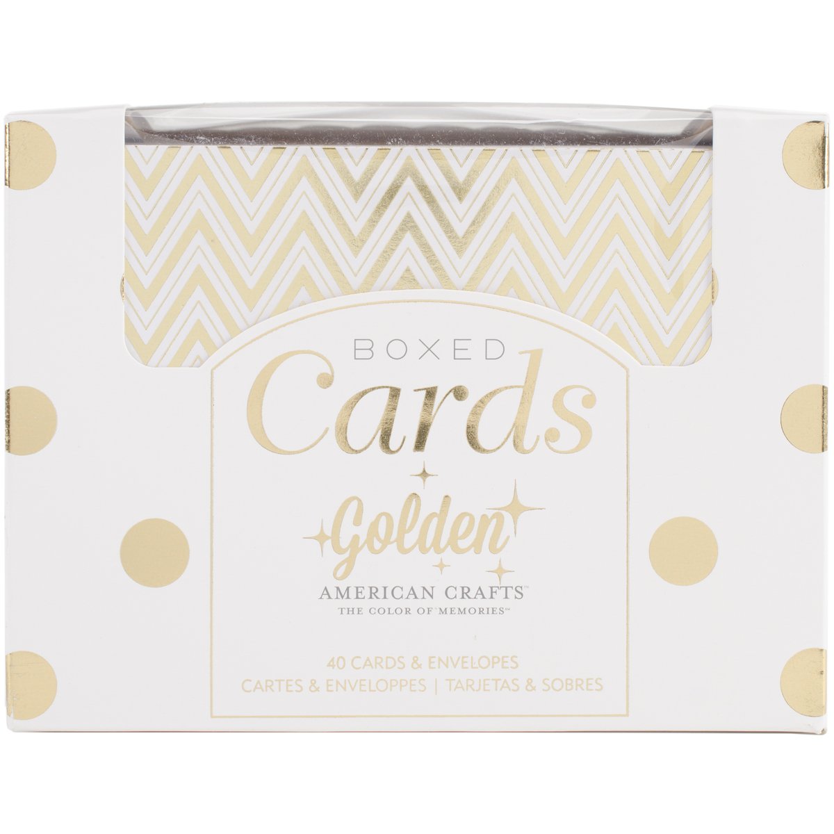 A2 Card & Envelope Golden Box Set (4.24”X5.5”) with Shiny Gold Foil Treatments by American Crafts, 40 Cards And Envelopes Per Box. Perfect for Everyday, Holiday, Special Occasion Card Giving or Thank You Notes