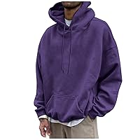 Mens Hoodies Pullover Warm Fall Sweatshirt Heated Long Sweatshirt Muscle Lightweight Hoodie Stylish Fashion Men'S Hoodies Sweatshirt Pullover Solid Color X-Large 2-Purple