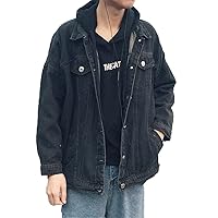 Men Oversized Korean Denim Jacket,Harajuku Japanese Streetwear Jeans Jacket,Male Hip Hop Casual Windbreaker