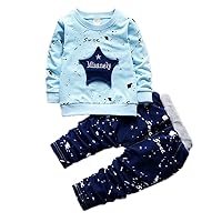 Clothing Set for Baby Boys Long Sleeve Stars Print Shirt and Pants