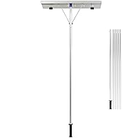GYMAX Roof Rake, Aluminum Snow Rake for House Roof, 5’-20’ Scratch Free Roof Shovel with 26