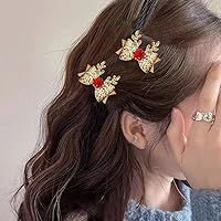Christmas Hair Clips for Women Christmas Hair Bows for Girls Glitter Hair Bow Clips 2Pcs Christmas Hair Accessories for Little Girls Deer Decorative Side Hair Clips Sparkly Bow Barrettes for Girls
