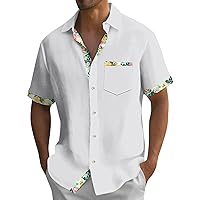 Men's T-Shirts Solid Lapel Shirt Button Down Short Sleeve Shirts Tropical Vacation T-Shirts Hawaiian Holiday Shirt
