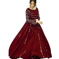Jessica-Stuff Women Embellished Rayon Blend Stitched Anarkali Gown Wedding Dress (17058)