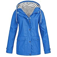 SNKSDGM Women's Lightweight Waterproof Rain Jackets Hooded Hiking Travel Outdoor Raincoats Casual Trench Coats with Pockets