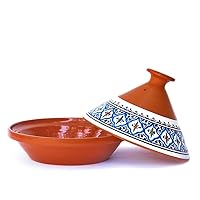 Kamsah Hand Made and Hand Painted Tagine Pot | Moroccan Ceramic Pots For Cooking and Stew Casserole Slow Cooker (Medium, Signature Turquoise)