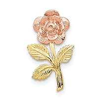 14K Yellow & Rose Gold Mini Pink Rose Flower Slide Pendant