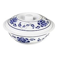 Thunder Group Lotus Collection Serving Bowl with Lid, 11-Inch Diameter, White