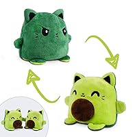 TeeTurtle - Plushmates - Magnetic Reversible Plushies that hold hands when happy - Avocado Cat - Huggable and Soft Sensory Fidget Toy Stuffed Animals That Show Your Mood - Gift for Kids and Adults!