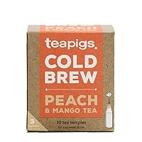 teapigs Peach & Mango Cold Brew Tea Bags, 10 Count x 6 Boxes, Herbal Infusion with White Hibiscus, Apple, Peach & Mango