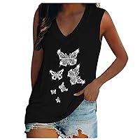 Womens Plus Size Tops,Summer Short Sleeve V Neck Shirt Trendy Printed Loose Outdoor Tees Sexy Blouse T Shirt