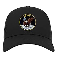 Apollo 11 American Bald Eagle Moon Mission Half Mesh Cotton Trucker Cap Baseball Hat Black, Schwarz , Einheitsgröße